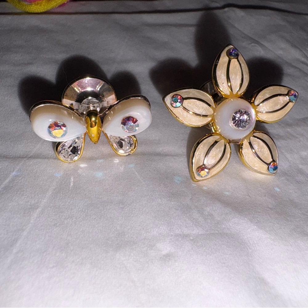 Givenchy vintage Gold and White Crystal Earrings